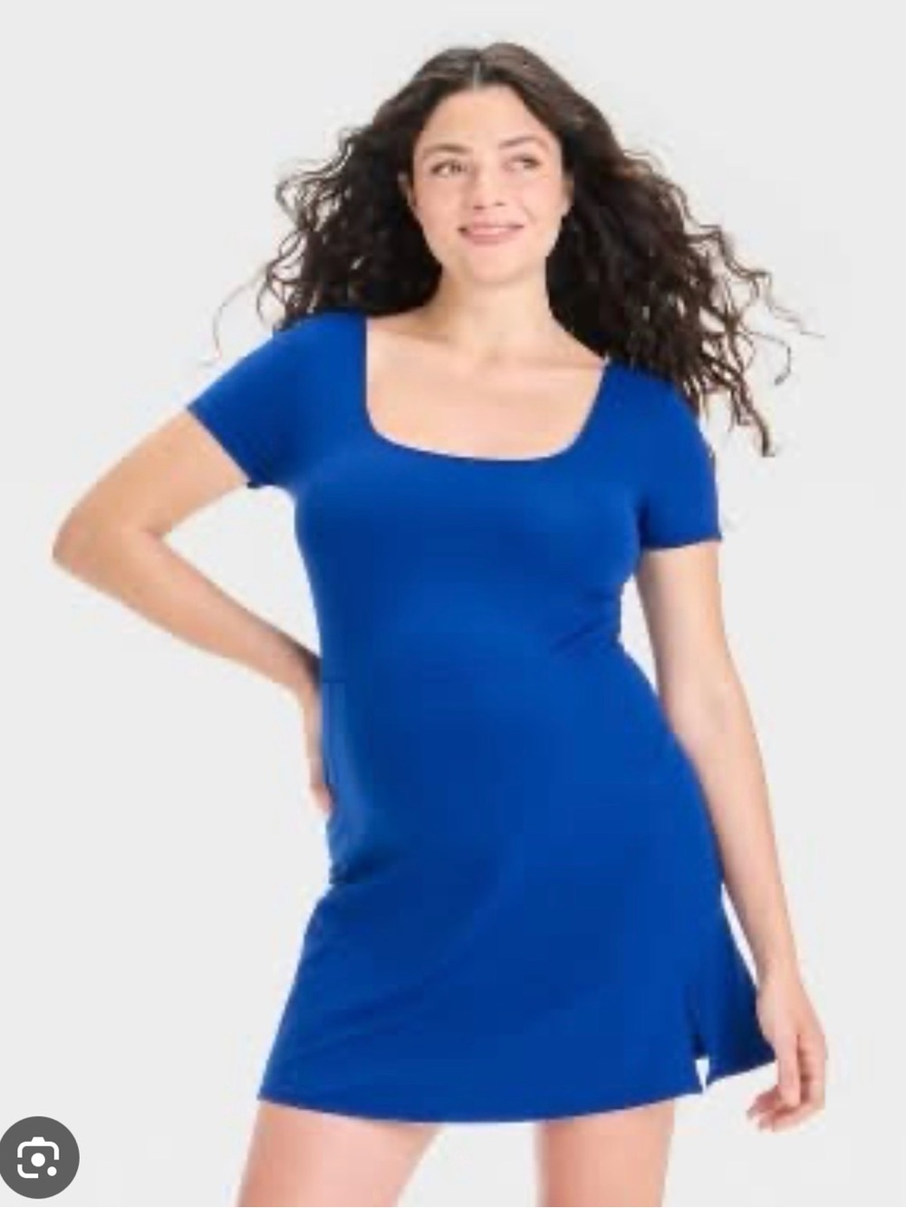 Maternity Royal Blue Square Neck Active Dress